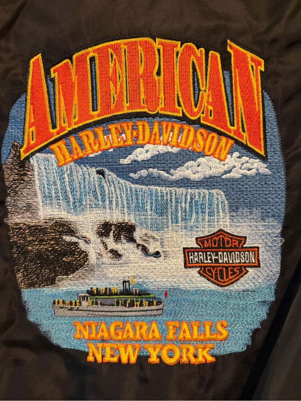 Harley Davidson Nylon Bomber Jacket Niagara Falls Embroidered Logo Men’s XS